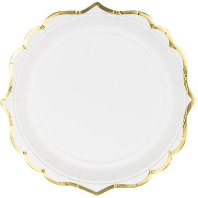 Partydeco, Vaisselle de pique-nique, Assiettes en carton - Blanc avec bord doré 18cm (6 pcs.) (6x) - Publicité Partydeco, Vaisselle de pique-nique, Assiettes en carton - Blanc avec bord doré 18cm (6 pcs.) (6x) - Publicité