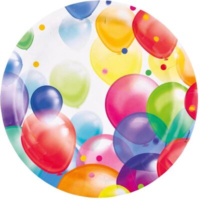 Amscan, Vaisselle de pique-nique, 8 assiettes Balloons 23cm (8x) - Publicité Amscan, Vaisselle de pique-nique, 8 assiettes Balloons 23cm (8x) - Publicité