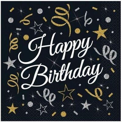 GoDan, Serviettes de table, B&C Happy Birthday Papierservietten 33x33cm 20 Stk (20 pcs, 33 x 33 cm) - Publicité GoDan, Serviettes de table, B&C Happy Birthday Papierservietten 33x33cm 20 Stk (20 pcs, 33 x 33 cm) - Publicité