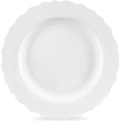 Orion Talerz Obiadowy Płytki Porcelanowy MONA 24,5 cm Falowany Rant, Assiettes, Blanc - Publicité Orion Talerz Obiadowy Płytki Porcelanowy MONA 24,5 cm Falowany Rant, Assiettes, Blanc - Publicité