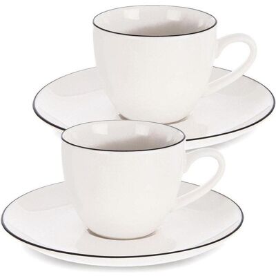 Orion Lot de 2 tasses à espresso avec soucoupes, en porcelaine blanche, 100 ml, Tasse, Blanc - Publicité Orion Lot de 2 tasses à espresso avec soucoupes, en porcelaine blanche, 100 ml, Tasse, Blanc - Publicité