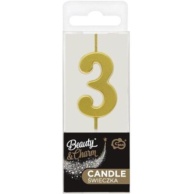 GoDan, Bougie, Piker Kerze B&C Nummer 3, metallisches Gold, 9,5 cm (1 pcs) - Publicité GoDan, Bougie, Piker Kerze B&C Nummer 3, metallisches Gold, 9,5 cm (1 pcs) - Publicité