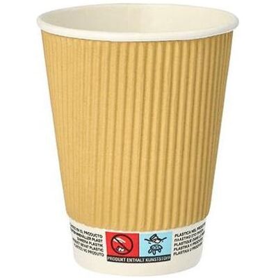 Papstar, Vaisselle de pique-nique, Gobelet en carton "pur" Ripple Wall, 0,3 l, beige (10x) - Publicité Papstar, Vaisselle de pique-nique, Gobelet en carton "pur" Ripple Wall, 0,3 l, beige (10x) - Publicité