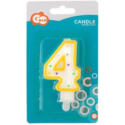 GoDan, Bougie, Kerze Nummer 4 mit Punkten, 7,5 cm (1 pcs) - Publicité GoDan, Bougie, Kerze Nummer 4 mit Punkten, 7,5 cm (1 pcs) - Publicité