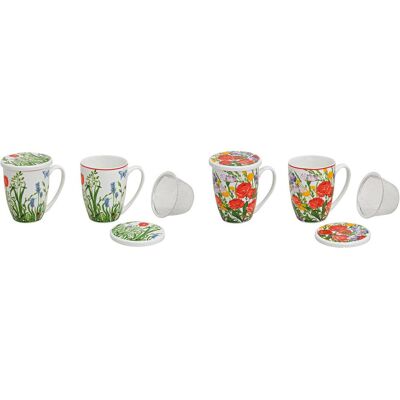 4x G. Wurm Fleur, Tasse, Multicolore - Publicité 4x G. Wurm Fleur, Tasse, Multicolore - Publicité