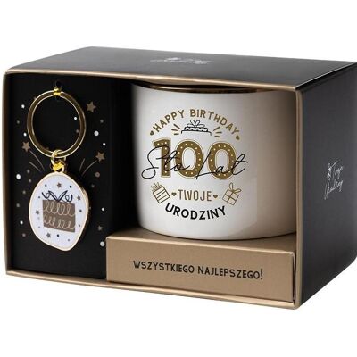 Burga Geschenkset zum 100. Geburtstag, Weiss und Gold, Tasse, Blanc, Or - Publicité Burga Geschenkset zum 100. Geburtstag, Weiss und Gold, Tasse, Blanc, Or - Publicité