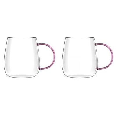 Vialli Design Bolla Set bestehend aus zwei Gläsern mit rosa Henkel 400ml, Verres, Rose - Publicité Vialli Design Bolla Set bestehend aus zwei Gläsern mit rosa Henkel 400ml, Verres, Rose - Publicité