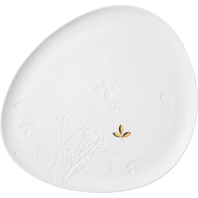 Räder 14133 HOME - assiette - assiette en porcelaine - feuille - blanc/or - porcelaine - 34x30x1,5cm, Assiettes, Or - Publicité Räder 14133 HOME - assiette - assiette en porcelaine - feuille - blanc/or - porcelaine - 34x30x1,5cm, Assiettes, Or - Publicité