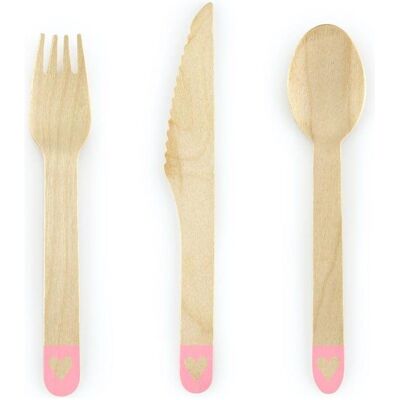 Partydeco, Vaisselle de pique-nique, Couverts en bois - Coeur rose (18 pcs) (18x) - Publicité Partydeco, Vaisselle de pique-nique, Couverts en bois - Coeur rose (18 pcs) (18x) - Publicité