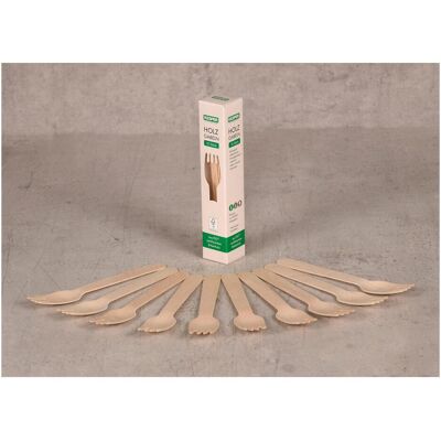 Kesper, Vaisselle de pique-nique, Fourchette jetable en bois, pack de 10 - Publicité Kesper, Vaisselle de pique-nique, Fourchette jetable en bois, pack de 10 - Publicité
