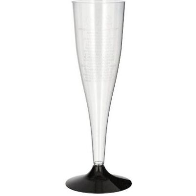 Verres à champagne en plastique - 20 pièces - 1dl - Transparent/noir - Vaisselle de fête - Publicité Verres à champagne en plastique - 20 pièces - 1dl - Transparent/noir - Vaisselle de fête - Publicité