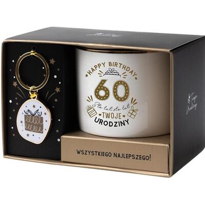 Burga Weiss-goldenes Geschenkset zum 60. Geburtstag, Tasse, Blanc, Or - Publicité Burga Weiss-goldenes Geschenkset zum 60. Geburtstag, Tasse, Blanc, Or - Publicité