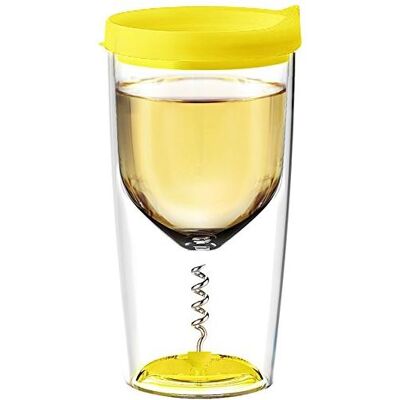 Asobu Verre à vin avec décapsuleur, 350 ml, jaune, Verres à vin, Jaune - Publicité Asobu Verre à vin avec décapsuleur, 350 ml, jaune, Verres à vin, Jaune - Publicité
