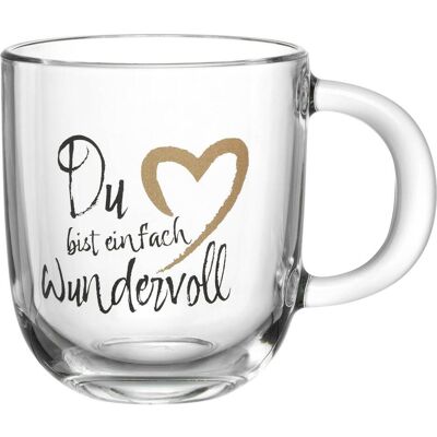 Leonardo GK/Tasse 400ml -Du bist einfach wundervoll-, Tasse, Transparent, Noir, Or - Publicité Leonardo GK/Tasse 400ml -Du bist einfach wundervoll-, Tasse, Transparent, Noir, Or - Publicité