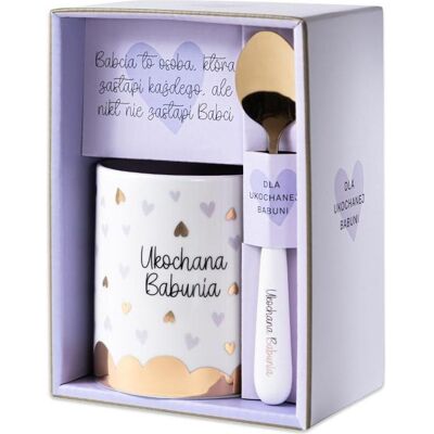 Cardie Becher + Löffel-Set für Oma – geliebte Oma, Tasse, Or, Blanc, Violet - Publicité Cardie Becher + Löffel-Set für Oma – geliebte Oma, Tasse, Or, Blanc, Violet - Publicité