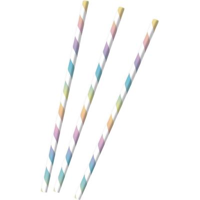 Amscan 12 paille arc-en-ciel pastel, Pailles, Multicolore - Publicité Amscan 12 paille arc-en-ciel pastel, Pailles, Multicolore - Publicité