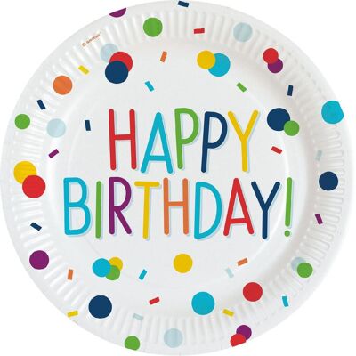Amscan, Vaisselle de pique-nique, Assiettes - Happy Birthday Confetti (8pcs) (8x) - Publicité Amscan, Vaisselle de pique-nique, Assiettes - Happy Birthday Confetti (8pcs) (8x) - Publicité