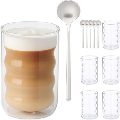 Relaxdays Latte Macchiato Gläser, Tasse, Transparent, Argent - Publicité Relaxdays Latte Macchiato Gläser, Tasse, Transparent, Argent - Publicité