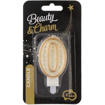 GoDan, Bougie, Kerze Nummer 0 Geburtstag, goldene Kontur (1 pcs) - Publicité GoDan, Bougie, Kerze Nummer 0 Geburtstag, goldene Kontur (1 pcs) - Publicité