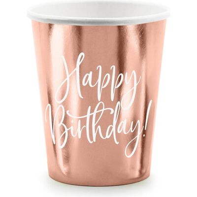 Partydeco, Vaisselle de pique-nique, Gobelets en or rose "Happy Birthday (6x) - Publicité Partydeco, Vaisselle de pique-nique, Gobelets en or rose "Happy Birthday (6x) - Publicité