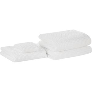 Serviettes en coton blanc Beliani - Ensemble de 4 - Salle de bain & invité - Publicité Serviettes en coton blanc Beliani - Ensemble de 4 - Salle de bain & invité - Publicité