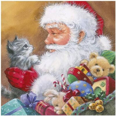 Magni, Serviettes de table, ti-flair Serviette de table Santa with Kitten 33x33cm (20 pcs, 33 x 33 cm) - Publicité Magni, Serviettes de table, ti-flair Serviette de table Santa with Kitten 33x33cm (20 pcs, 33 x 33 cm) - Publicité