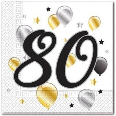 Magni, Serviettes de table, Milestone 80 Jahre (20 pcs, 33 x 33 cm) - Publicité Magni, Serviettes de table, Milestone 80 Jahre (20 pcs, 33 x 33 cm) - Publicité