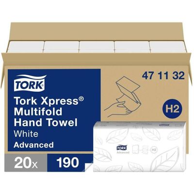 Tork Serviettes Xpress Multifold, Essuie-tout, Blanc - Publicité Tork Serviettes Xpress Multifold, Essuie-tout, Blanc - Publicité