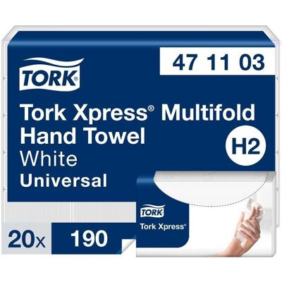 Tork Serviette en papier Tandard 2 Z-Fold, Essuie-tout, Blanc - Publicité Tork Serviette en papier Tandard 2 Z-Fold, Essuie-tout, Blanc - Publicité