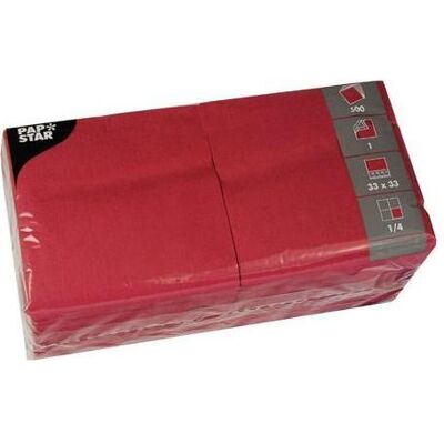Serviettes PAPSTAR rouge vin 1-couche 33x33 cm - 500 pièces - Publicité Serviettes PAPSTAR rouge vin 1-couche 33x33 cm - 500 pièces - Publicité