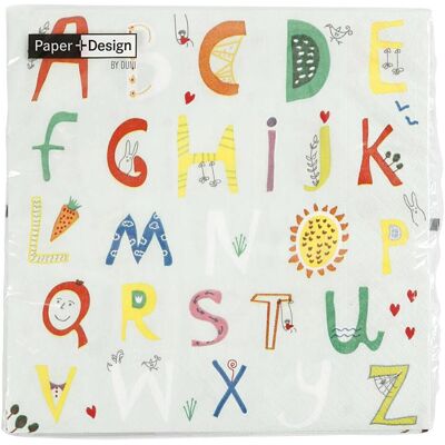Magni, Serviettes de table, Serviette de table 33x33cm FSC-Mix Alphabet (20 pcs, 33 x 33 cm) - Publicité Magni, Serviettes de table, Serviette de table 33x33cm FSC-Mix Alphabet (20 pcs, 33 x 33 cm) - Publicité