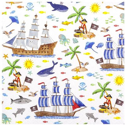 Magni, Serviettes de table, 20 Servietten Alles zum Piratenleben Junge Kinder Tischdeko Decoupage Serviettentechnik 33x33cm (20 pcs, 33 x 33 cm) - Publicité Magni, Serviettes de table, 20 Servietten Alles zum Piratenleben Junge Kinder Tischdeko Decoupage Serviettentechnik 33x33cm (20 pcs, 33 x 33 cm) - Publicité
