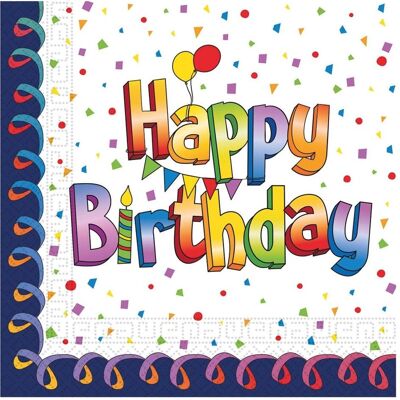 Magni, Serviettes de table, Serviette de table 33x33cm Happy Birthday FSC-Mix (20 pcs, 33 x 33 cm) - Publicité Magni, Serviettes de table, Serviette de table 33x33cm Happy Birthday FSC-Mix (20 pcs, 33 x 33 cm) - Publicité