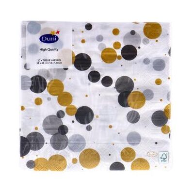 Duni, Serviettes de table, Serviettes Festive Bubbles Black, 33x33 cm (20 pcs, 33 x 33 cm) - Publicité Duni, Serviettes de table, Serviettes Festive Bubbles Black, 33x33 cm (20 pcs, 33 x 33 cm) - Publicité