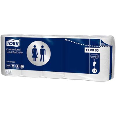 Papier Toilette TORK - 3 Couches - Pack de 10 Rouleaux - Publicité Papier Toilette TORK - 3 Couches - Pack de 10 Rouleaux - Publicité