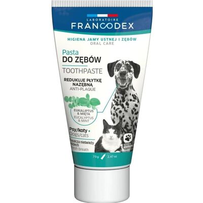 Francodex Pasta do czyszczenia zębów dla psów i kotów 70g (Chat, Chien), Hygiène animale - Publicité Francodex Pasta do czyszczenia zębów dla psów i kotów 70g (Chat, Chien), Hygiène animale - Publicité