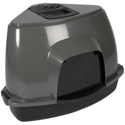 EBI Toilette d'angle Prism - Gris - Litière pour chats - Publicité EBI Toilette d'angle Prism - Gris - Litière pour chats - Publicité