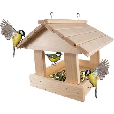 Mangeoire à oiseaux en bois Woodok - Pliée avec Crochets Solides - Publicité Mangeoire à oiseaux en bois Woodok - Pliée avec Crochets Solides - Publicité