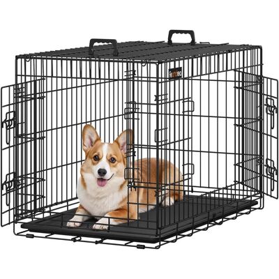 Cage pour Chiens Feandrea - Pliable avec 2 Portes, Plateau Amovible - 92,5x57,5x64 cm - Publicité Cage pour Chiens Feandrea - Pliable avec 2 Portes, Plateau Amovible - 92,5x57,5x64 cm - Publicité