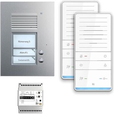 TCS, Sonnette + interphone, Kit d'interphone audio encastré pour 2 unités d'habitation - Publicité TCS, Sonnette + interphone, Kit d'interphone audio encastré pour 2 unités d'habitation - Publicité