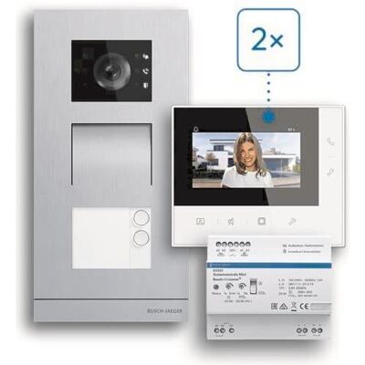 Busch-Jaeger, Sonnette + interphone, Kit pour maison bifamiliale 83-2FHB/SET Video Basic Welcome 2 fils AP (Câblé) - Publicité Busch-Jaeger, Sonnette + interphone, Kit pour maison bifamiliale 83-2FHB/SET Video Basic Welcome 2 fils AP (Câblé) - Publicité