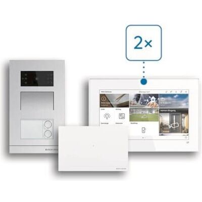 Busch-Jaeger, Sonnette + interphone, Kit pour maison bifamiliale H8-2FHB/SET Video Basic Welcome IP AP - Publicité Busch-Jaeger, Sonnette + interphone, Kit pour maison bifamiliale H8-2FHB/SET Video Basic Welcome IP AP - Publicité