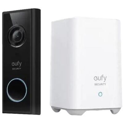 eufy, Sonnette + interphone, by Anker 2K Videodeurbel + 2K Beveiligingscamera bundel - Pan & tilt - Voor binnen en buiten - Met H (Sans fil, WiFi) - Publicité eufy, Sonnette + interphone, by Anker 2K Videodeurbel + 2K Beveiligingscamera bundel - Pan & tilt - Voor binnen en buiten - Met H (Sans fil, WiFi) - Publicité