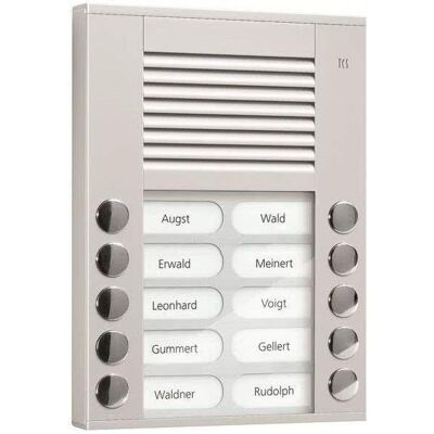 TCS, Sonnette + interphone, Poste extérieur audio PES10-EN/04 10 touches 2 r. AP argent (Filaire) - Publicité TCS, Sonnette + interphone, Poste extérieur audio PES10-EN/04 10 touches 2 r. AP argent (Filaire) - Publicité