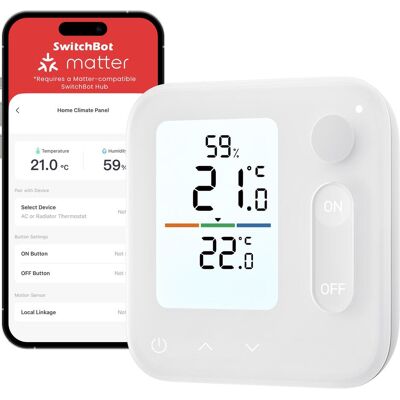 SwitchBot Home Climate Panel weiss, Thermostat, Blanc - Publicité SwitchBot Home Climate Panel weiss, Thermostat, Blanc - Publicité