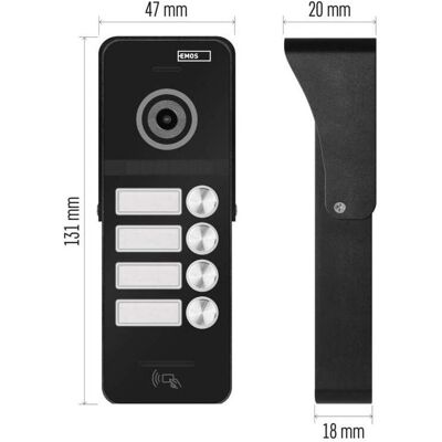 Emos, Sonnette + interphone, Unité de caméra couleur turque EM-10AHD RF-4 (RFID) - Publicité Emos, Sonnette + interphone, Unité de caméra couleur turque EM-10AHD RF-4 (RFID) - Publicité