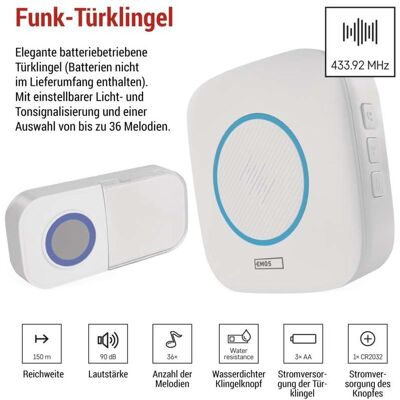 Emos, Sonnette + interphone, Drahtlose Türklingel P5736 (Funk) - Publicité Emos, Sonnette + interphone, Drahtlose Türklingel P5736 (Funk) - Publicité