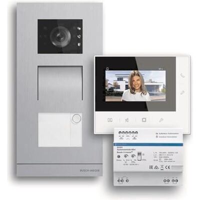 Busch-Jaeger, Sonnette + interphone, Kit pour maison individuelle « Video 83-1FHB/SET Basic Welcome » à 2 fils AP (Câblé, Filaire) - Publicité Busch-Jaeger, Sonnette + interphone, Kit pour maison individuelle « Video 83-1FHB/SET Basic Welcome » à 2 fils AP (Câblé, Filaire) - Publicité