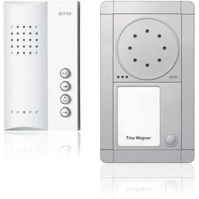 Ritto RGE1891320 - Ensemble audio mains libres 1WE Blanc-Argent Interphone - Publicité Ritto RGE1891320 - Ensemble audio mains libres 1WE Blanc-Argent Interphone - Publicité