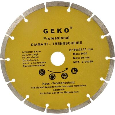 GEKO, Lame de scie, Disque à tronçonner diamanté à segments, 180x8x22mm - Publicité GEKO, Lame de scie, Disque à tronçonner diamanté à segments, 180x8x22mm - Publicité